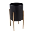thumbnail image 2 of Sagebrook Home 12629-15 S/2 PLANTER W/ LINES ON METAL STAND, BLACK/GOLD, 2 of 3