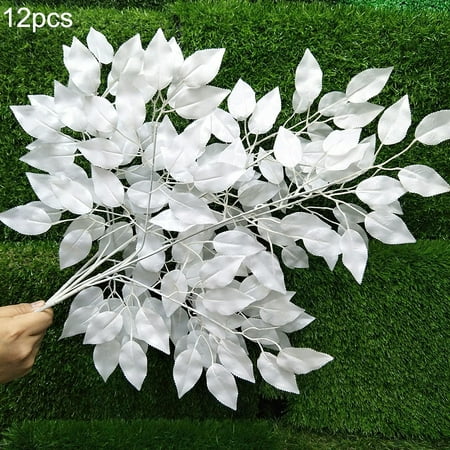 12 Pcs Artificial Plants Simulation Ficus Leaves Branches Garden Engineering Landscape Leaves Decoration; 12 Pcs Artificial Plants Simulation Ficus Leaves Garden Decoration