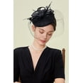 thumbnail image 4 of Tocado negro ajustable con velo - Tocado nupcial Babeyond Derby para bodas y eventos reales, 4 of 5