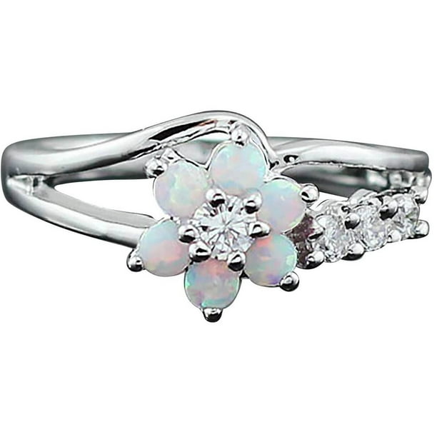 Fire opal clearance flower ring