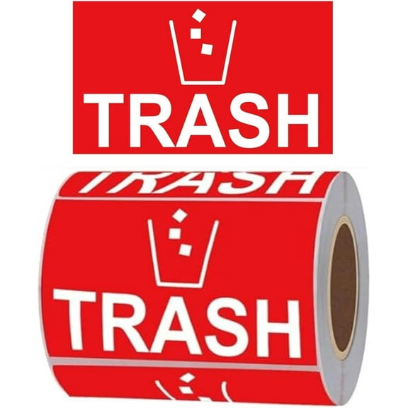 2x3 Inch Red Trash Stickers Trash Can Adhesive Labels - Recycle Sticker for Trash Can Large Sign Garbage Recycling Sticker Reuse Recycle Vinyl Label 250 Pcs