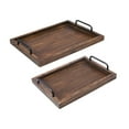 thumbnail image 6 of Fancyes 2 Pieces Rustic Serving Trays Serving Platters Decorative Ottoman Tray Vintage Stylish Farmhouse Decor for Food Tea Breakfast black brown, 6 of 8