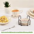 thumbnail image 6 of Haosy Set of 6 Drink Woven Coaster with Holder Heat Resistant Non-Slip Bar Coasters 4 Inches Pastel Colored Chevron, 6 of 7