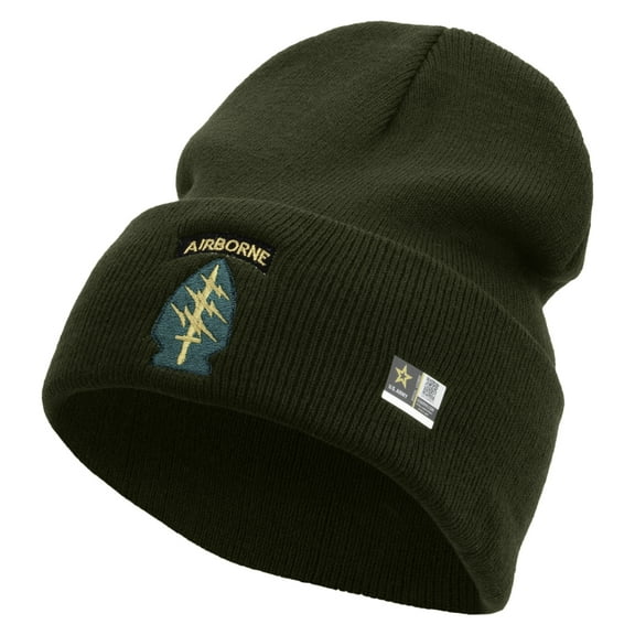 1st Special Forces Command Embroidered 12 Inch Long Knitted Beanie - Olive OSFM