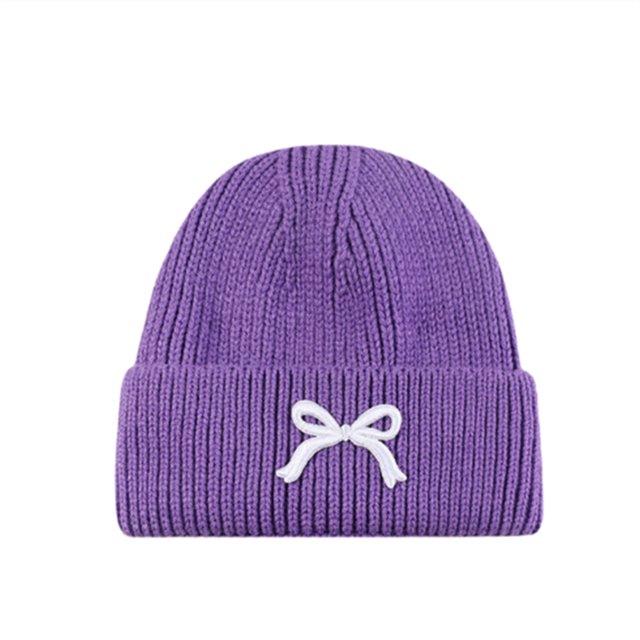 Gorros con lazo para mujer Otoño Invierno Gorros de punto cálidos Gorros de calavera suaves para actividades al aire libre