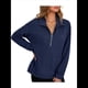 thumbnail image 3 of Sudadera Ligera y Suave de Larga con Solapa y Media Cremallera para Mujer, Estilo Informal, Holgada y con Cuello de . Azul Oscuro L, 3 of 8