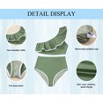 thumbnail image 3 of Eytino Bathing Suits for Women One Shoulder High Waisted Bikini Swimsuit Color Block Trim Ruffle Hem Swimsuits 2025 Summer Beach Swimwear Grass Green L, 3 of 7