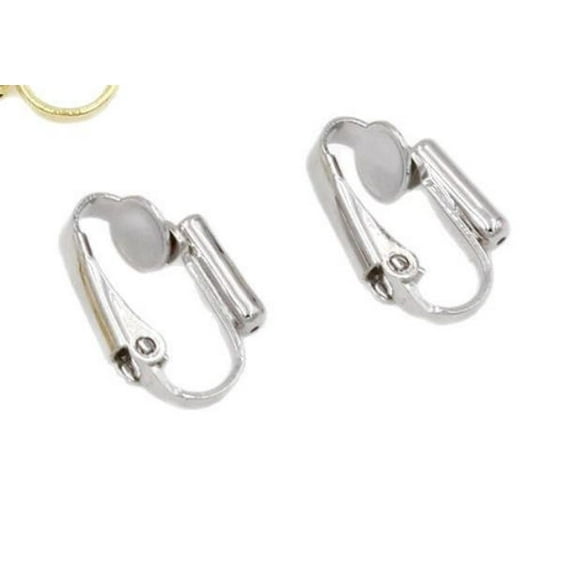 LOLIPPYY 10pcs Adjustable Clip-on Earring Converters Convert Pierced Earrings to Clip-ons for Non-Pierced Ears Jewelry Making Findings Silver