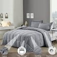thumbnail image 4 of All Season Gray 3 Piece King Size Shabby Chic Down Alternative Comforter Set with Corner Tabs, 4 of 7