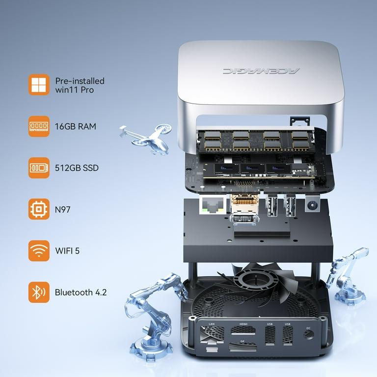 NIPOGI V1 Mini Desktop Computer, Intel n97, 16GB RAM, 512GB SSD 