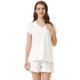 thumbnail image 1 of Pijamas de verano para mujer, camisetas y pantalones cortos de manga corta, conjuntos de salón para dormir blanco L, 1 of 5