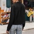 thumbnail image 6 of SwiftWear Women's Cropped Faux Suede Bomber Jacket Stand Collar Casual Short Moto Style Coat​ Lightweight Trendy​, Black, 6 of 9