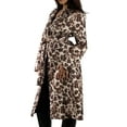 thumbnail image 5 of Jess by Meiko Women's Coats Faux Suede Leopard Print Belted Trench Coat XS Beige, 5 of 6