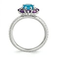 thumbnail image 2 of 2.5mm 925 Sterling Silver Polished Prong set Stackable Amethyst and Blue Topaz Ring Size 5 Stackable Ring for Women, 2 of 6