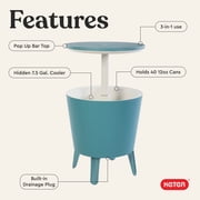 Keter Modern Cool Bar and Side Table Outdoor 2 in 1 Table and Bar Patio Furniture, Teal