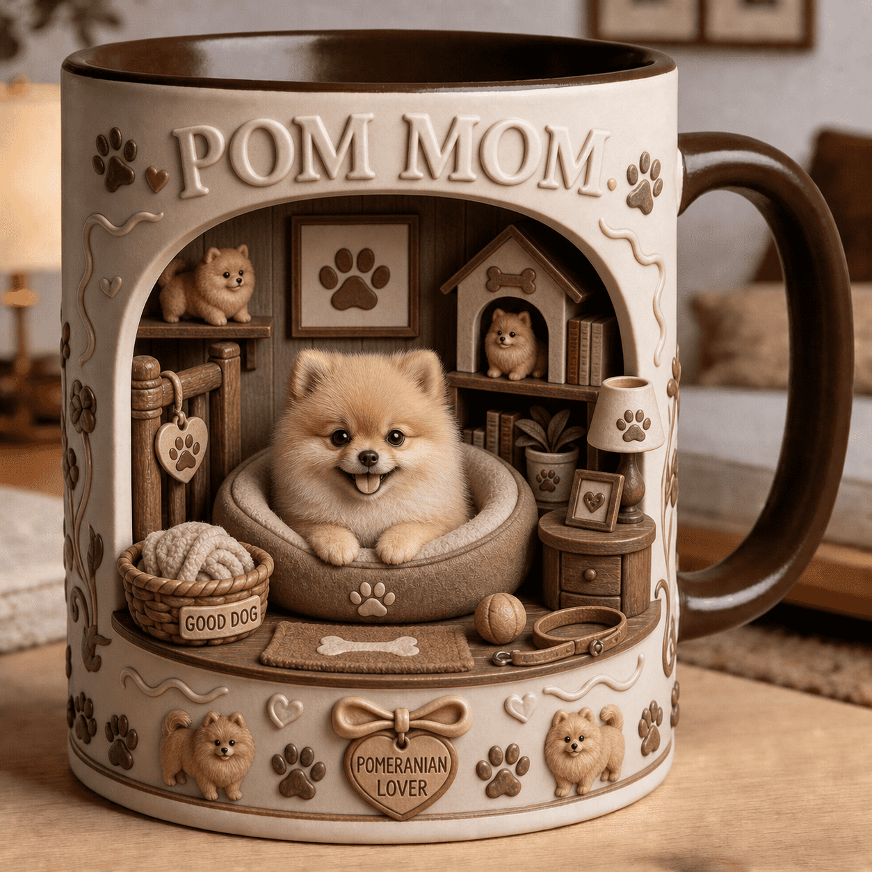 Pomeranian Lover Mug, Pom Mom Coffee Cup Gift for Dog Mom with Personalized Name
