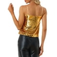 thumbnail image 4 of INSPIRE CHIC Women's Sequin Spaghetti Strap Crop Camisole Tank Tops XS Golden, 4 of 7