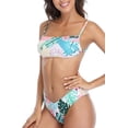 thumbnail image 3 of Women 2 Piece Bikini Sets High Cut Bathing Suits Bandeau Swimsuits, 3 of 6
