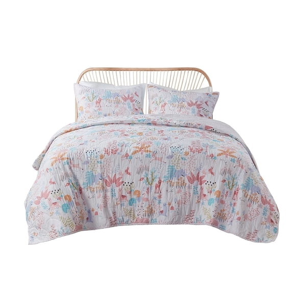 Gracie Mills Illyria Animals Reversible Cotton Quilt Set - GRACE-15445