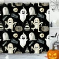 thumbnail image 6 of Halloween Shower Curtain, Black Cute Ghost Pumpkins Mummy Bath Curtain for Bathroom Decor Waterproof Polyester Fabric 72 x 72 Inches Set with Hooks, 6 of 6