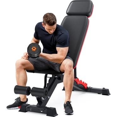 Best Fitness BFFID10r Adjustable Flat/Incline/Decline Folding Bench – Red & Black