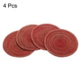 thumbnail image 3 of Uxcell 4 piezas de manteles individuales trenzados redondos de 7" antideslizantes para mesas de comedor, lavables, aislamiento térmico, manteles individuales tejidos, rojos, 3 of 7