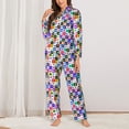 thumbnail image 2 of KLL Sea animals Collage Print Women's Long Sleeve Pajamas with Pants Sleepwear Loungewear 2 Set-Small, 2 of 7