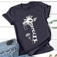 thumbnail image 4 of Elvqul Crewneck Tops for Women Spring Summer Blouses Pullover Plus Size Giraffe Print Dark Gray Womens Shirts Short Sleeve, 4 of 6