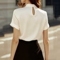 thumbnail image 4 of Vmvidoty Women's Dressy Business Casual Blouses Silk Puff Sleeve Tops Summer Outfits V Neck Pleated Work Shirts 2026 White S, 4 of 6