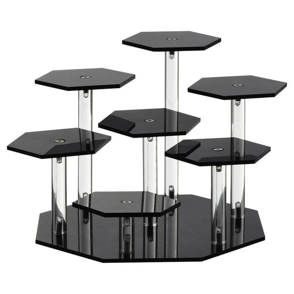 Acrylic Display Stand 7 Tier Collectibles Display Organizer Holder Display Rack for Cupcake Dessert Action Figures Black