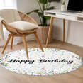 thumbnail image 5 of Round Area Rug 3ft,Happy Birthday Words Washable Carpet Non-Slip Runner Accent Rugs Indoor Floor Mat for Bedroom Living Room Decor,Colorful Ribbon Polka Dot, 5 of 9