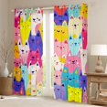 thumbnail image 2 of Homewish Colorful Cats Black Out Curtains for Preppy Kids Child,Cartoon Animal Curtains Pack of 2 (42x63 Each),Kawaii Pet Bedroom Curtains,Super Cozy Room Decor, 2 of 6