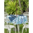 thumbnail image 3 of Outdoor Tablecloths with Umbrella Hole & Zipper, Blue Round Tablecloth 54 Inch, Polka Dots Watercolor Abstract Art Waterproof Table Cloth, Patio/Pool/Picnic Table Covers, 3 of 8