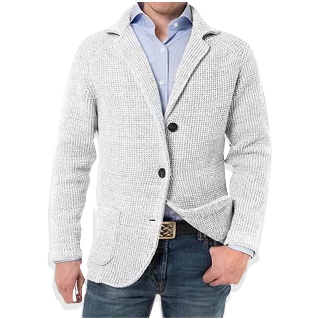 Veste de Costume Décontractée pour Hommes, Blazer à Manches Longues en Polyester avec Col Rabattu et Poches à Boutons, Tenue d'Affaires Extérieure Polyvalente, Épaisseur Standard pour Bureau Quotidien