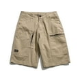 thumbnail image 2 of SOOMLON Cargo Shorts for Men Fashion Pants Five Point Shorts Zipper Beach Shorts Workwear Shorts Slim Fit Straight Leg Pants Outdoor Sports Shorts Khaki M, 2 of 9