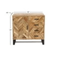 thumbnail image 3 of DecMode 35" x 35" Brown Mango Wood 4 Drawers 1 Shelf and 1 Door Geometric Cabinet with Wood Inlay, 1-Piece, 3 of 10