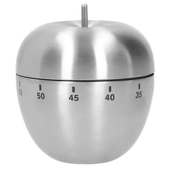 Temporizador mecánico de acero inoxidable con forma de manzana, temporizador de cuenta regresiva para cocinar, herramienta de cocina