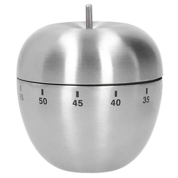 Apple-Shaped Kitchen Timer Stainless Steel Mechanical Cooking Countdown Kitchen Alarm Office Lunch Break Yoga Homework Home Decoration