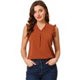 thumbnail image 1 of Blusas vintage Allegra K sin mangas con volantes Caramelo S, 1 of 5