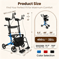 thumbnail image 4 of Arshin Foldable Rollator Walker with Seat for Seniors–450 lbs Heavy-Duty Support,Lightweight 19 lbs,10" All-Terrain Wheels for Indoor & Outdoor Use,Adjustable Handles,Compact Fold(Blue), 4 of 10