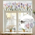 thumbnail image 7 of Minimalist Floral Valances for Windows, 60 x 18in, Watercolor Colorful Tulip Leaf Transparent Rod Pocket Kitchen Valance Curtain Light Filtering Window Treatments for Living Room Bedroom, 1 Panel, 7 of 7