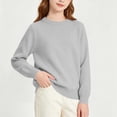 thumbnail image 4 of SGFCWSX Girls Sweaters Basic Crewneck Soft Lightweight Casual Relaxed Fit Long Sleeve Pullover for Kids Gray Size 14, 4 of 8