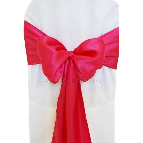 Wedding Linens Inc. (10pcs) 8" x 108" Satin Chair Sashes Chair Sash Bow ties for Wedding Party Catering Banquet Decoration Events - Fuchsia