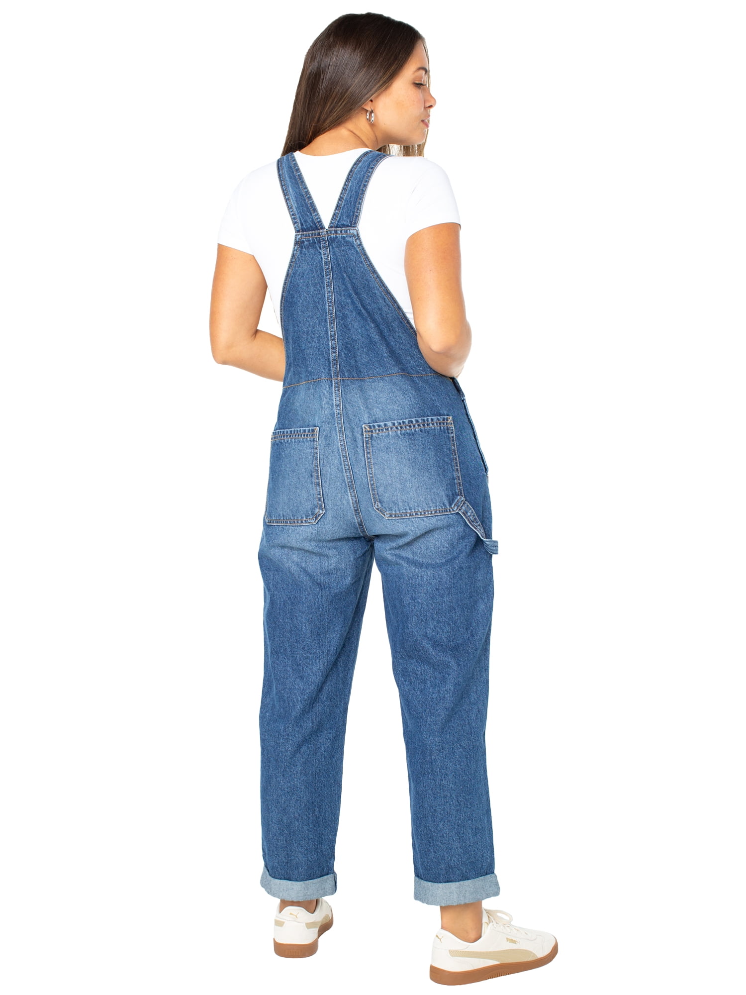 Celebrity Pink Women's Boyfriend Cuffed Denim Overall, Sizes XS-XXXL