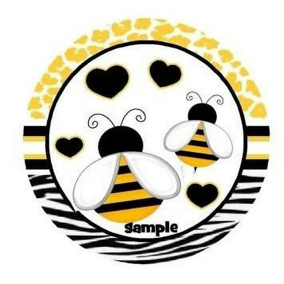 Twelve 2" Cupcake Toppers Love Bees Image Edible