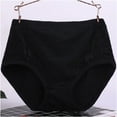 thumbnail image 2 of Elainilye Fashion Women Cotton Underwear Solid Lace Plus Size High Waist Leak Proof Cotton Crotch Shorts Underwear Panties,Black, 2 of 3