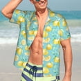thumbnail image 5 of Lsque Yellow Lemon pattern Hawaiian Shirt for Men, Unisex Summer Beach Casual Short Sleeve Button Down Shirts-Small, 5 of 9