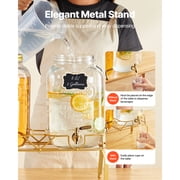 KFFKFF Set of 2 Glass Drink Dispensers with Metal Stand, 2-Gallon Capacity Each, Stainless Steel Spigot, Infuser, Ideal for Serving Beverages at Gatherings