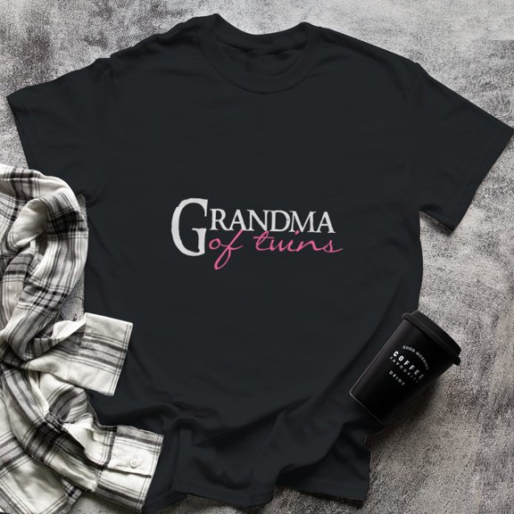 Grandma of Twins - Proud Twin Grandparent Quote Saying, Small, Black