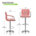 thumbnail image 2 of Magshion Swivel Bar Stool Set of 2, Counter Height Chair with Back, Adjustable Height Dining Barstools with Footrests, Pink, 2 of 10